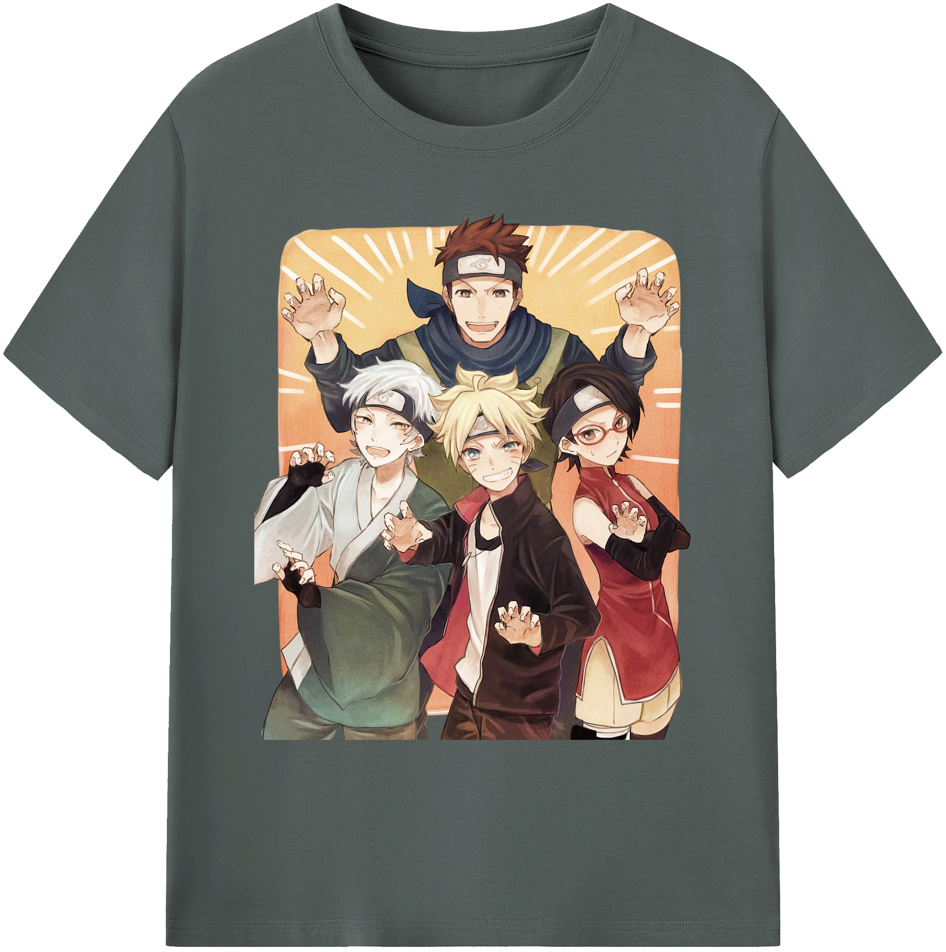 （画像用） NARUTO -ナルト- うちは サラダ Uchiha Sarada 綿100％ メンズ半袖Tシャツ｜肌触りやわらか＆通気性